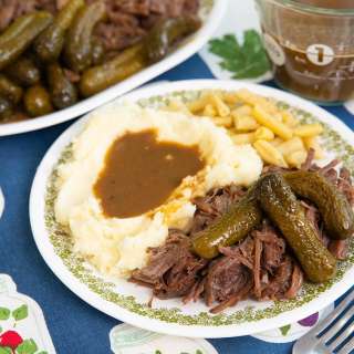 Dill Pickle Pot Roast and Pickle Gravy