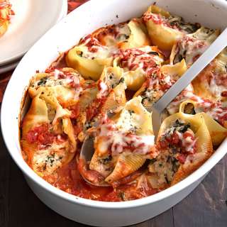 Vegetarian Stuffed Shells with Mushrooms and Swiss Chard