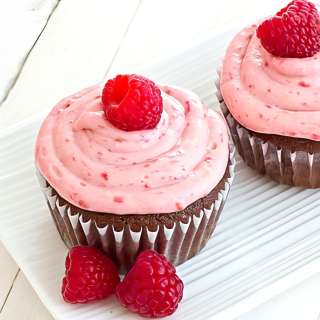Chocolate Lambic Cupcakes with Raspberry Cream Cheese Frosting