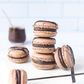 Chocolate Macarons with Salted Caramel Chocolate Ganache