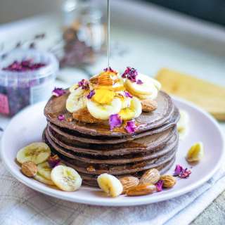 Vegan Chocolate Banana Pancakes
