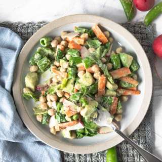 Chickpea Avocado Salad with Tahini Maple Dressing