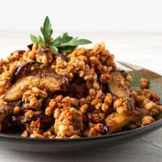 Farro and Eggplant with Sundried Tomato Pesto