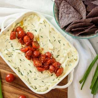 Baked Goat Cheese Dip with Roasted Balsamic Tomatoes