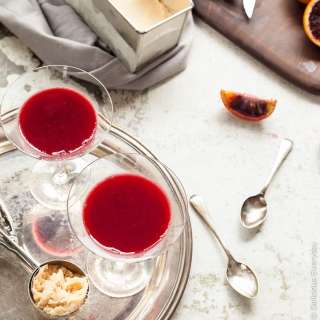 Vegan Blood Orange Jelly with Toasted Almond Sorbet