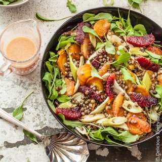 Roast Beetroot Salad with Lentils, Fennel and Blood Orange