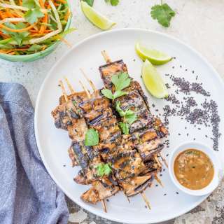 Grilled Eggplant Tahini Satay Kebabs