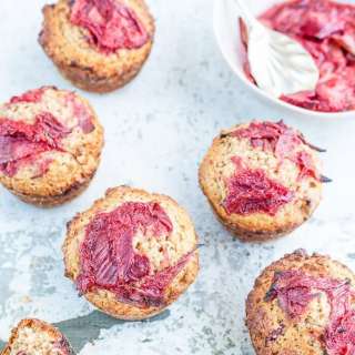 Rhubarb and Strawberry Whole Wheat Muffins