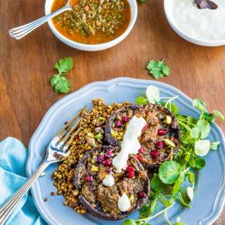Chermoula Mushrooms with Persian Spiced Buckwheat and Preserved Lemon Cashew Cream