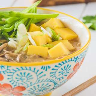 Soba Miso Soup with Chickpea Tofu
