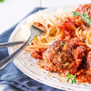 Spaghetti and Vegetarian Meatballs