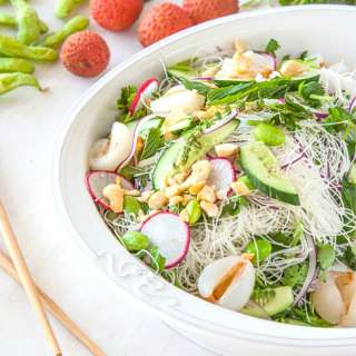 Edamame Salad with Rice Noodles and Chili-Lime Dressing