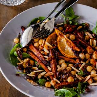 Roasted Moroccan Carrot Salad with chickpeas