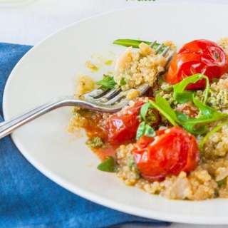 Quinoa risotto (quinotto) with roasted cherry tomatoes