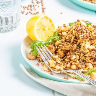 Cauliflower Salad with Chickpeas, Baby Kale, Cumin, Lemon & Toasted Buckwheat {vegan + gluten free}