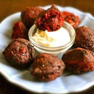 Denny’s Red Velvet Puppies with Cream Cheese Icing