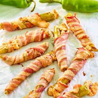 Bacon Wrapped Stuffed Hatch Peppers