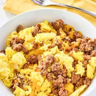 Waffle House Sausage, Egg, and Cheese Hashbrown Bowl