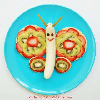 Butterfly Pancakes and Fruit Breakfast