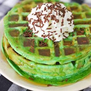 Mint Chocolate Chip Waffles