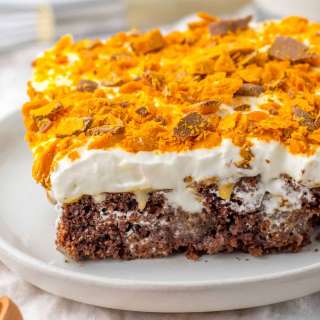 Butterfinger Poke Cake