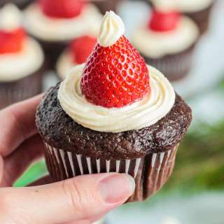 Santa Hat Cupcakes