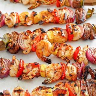 Ultimate Surf and Turf Shish Kabobs with Garlic Butter Sauce
