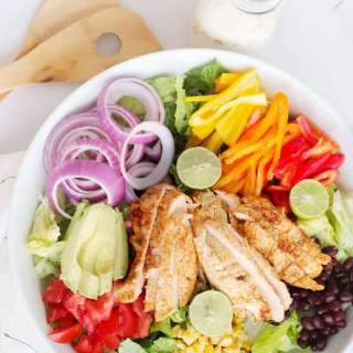 Tex-Mex Chicken Fajita Salad with Creamy Salsa Verde Dressing