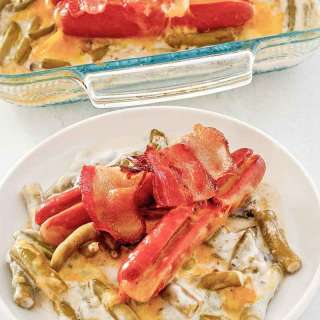 Easy Hot Dog Casserole with Green Beans and Bacon