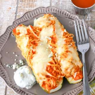 Buffalo Chicken Zucchini Boats