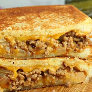 Sloppy Joe Grilled Cheese with Dill Pickles