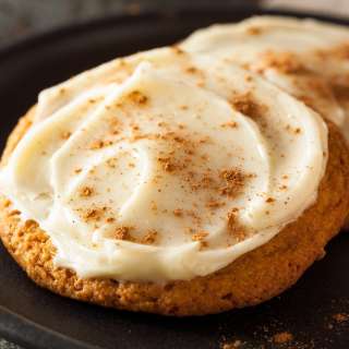 Pumpkin Cookies with Cream Cheese Frosting