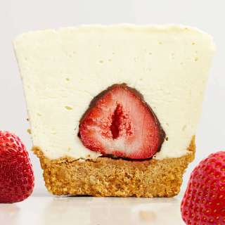 Cheesecake Stuffed with Chocolate Covered Strawberries