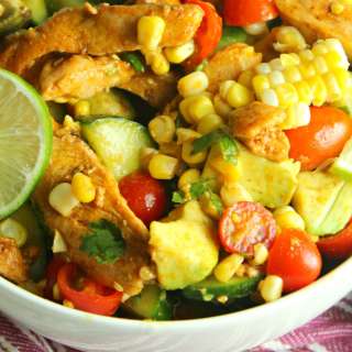 Chicken Avocado Corn Salad with Cilantro Lime Dressing