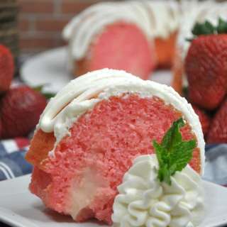 Strawberry And Cream Bundt Poke Cake