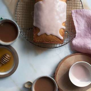 Vanilla Bean Pound Cake with Pomegranate Glaze