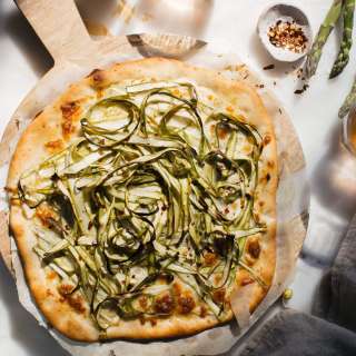 Three-Cheese Shaved Asparagus Pizza