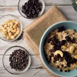 Crock Pot Steel Cut Oats with Chocolate, Cherries, and Cashews