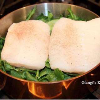 Steamed Sea Bass and Spinach