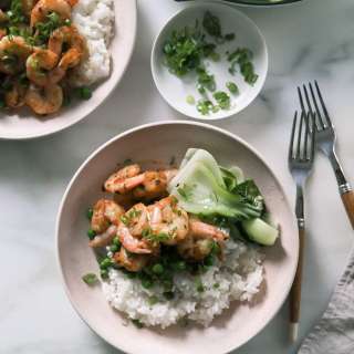 Ginger Shrimp Stir-Fry with Garlicky Bok Choy