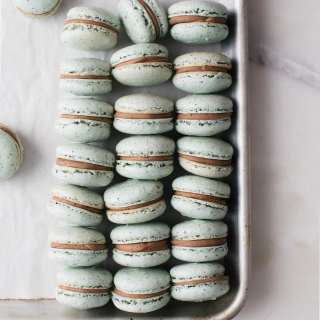 Mint Chocolate Chip Macarons