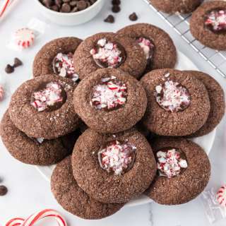 Chocolate Peppermint Thumbprint Cookies