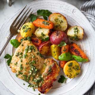 Roasted Chicken and Veggies with Garlic Herb Vinaigrette