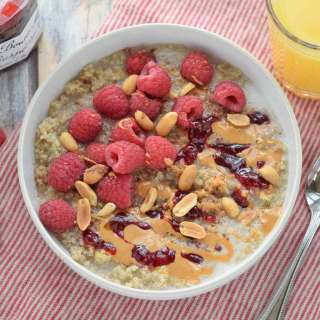 Peanut Butter and Raspberry Preserves Breakfast Quinoa