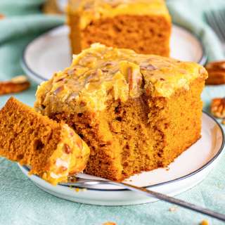 Pumpkin Snack Cake (With Praline Topping)