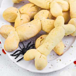 Halloween Breadsticks (Bones With Blood!)