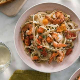 Blistered Sungold Tomato Shrimp Scampi