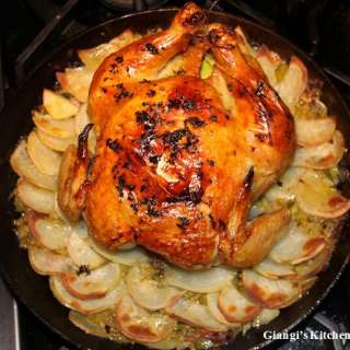 Roasted Chicken with Potatoes and Leeks