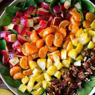 Autumn Spinach Salad with Orange Poppy Seed Dressing