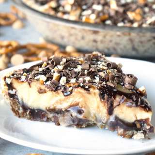 Peanut Butter Fudge Pie with Pretzel Crust